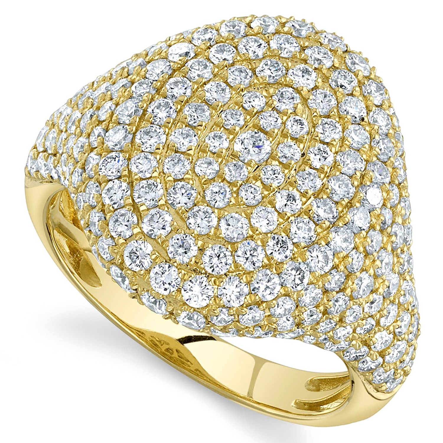 Diamond Pave Halo Cigar Cocktail Ring 14K Yellow Gold (2.30ct)