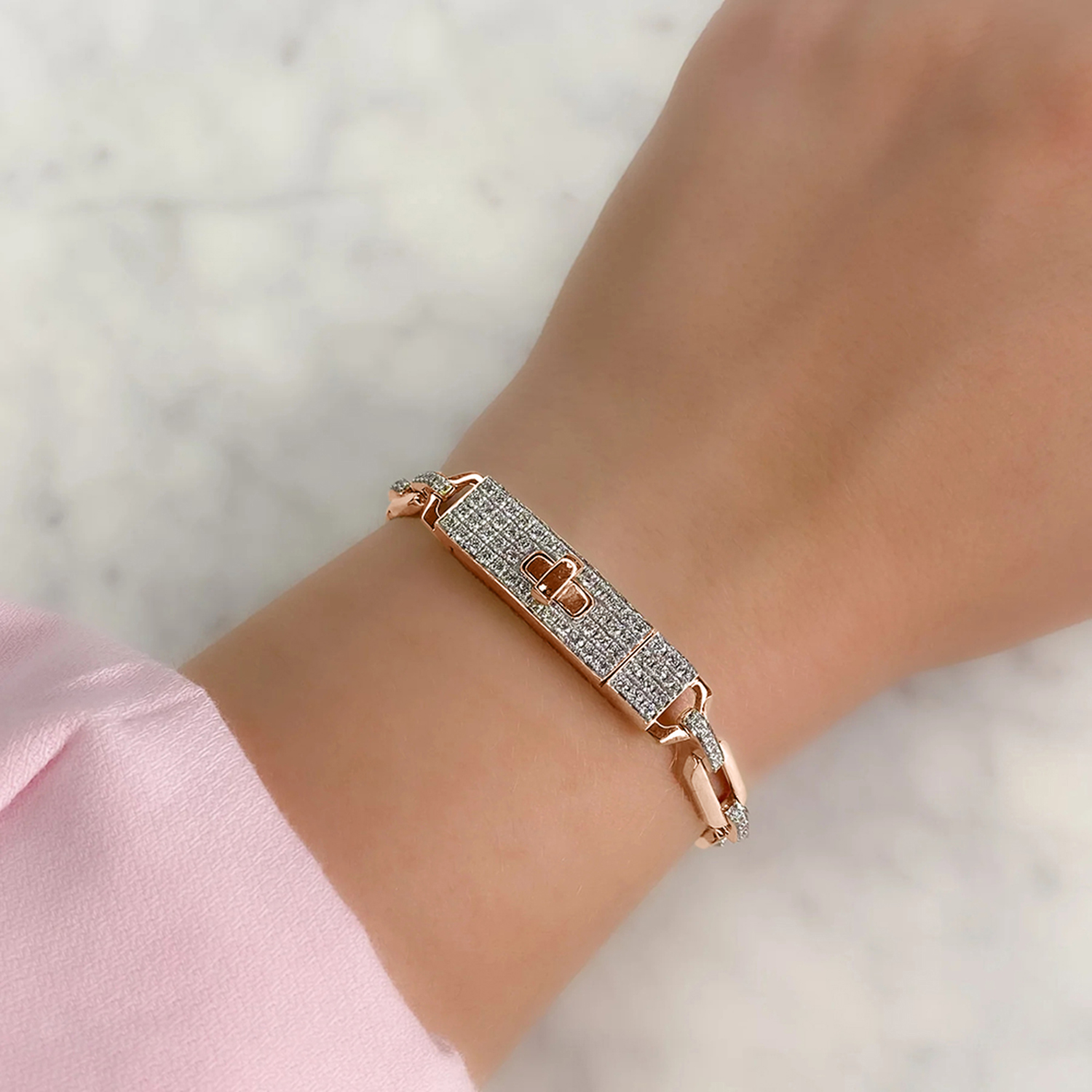 Lab Grown Diamond Link Bracelet 14K Rose Gold (1.74ct)