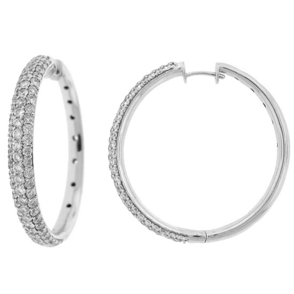 4.50ct 14k White Gold Diamond Pave Hoop Earring Allurez