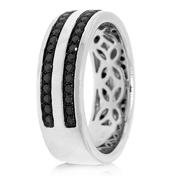 0.86ct 14k White Gold Black Diamond Men's Band - SC28022988