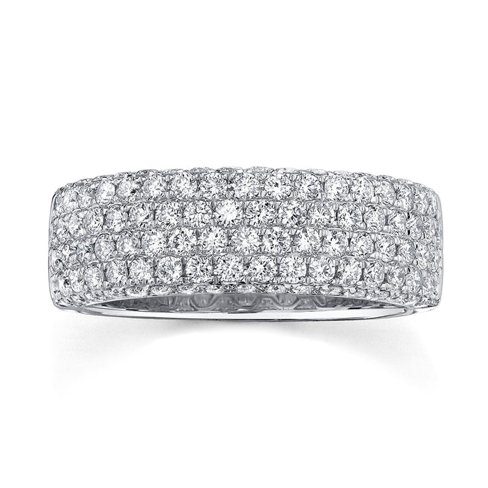 Diamond Pave Band Ring 14k White Gold (1.32ct)