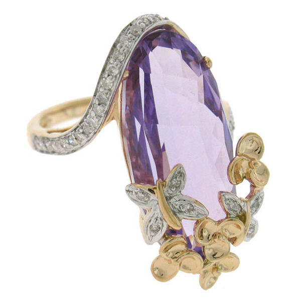 0.20ct Diamond & 9.97ct Amethyst 14k Two-tone R/g Ring