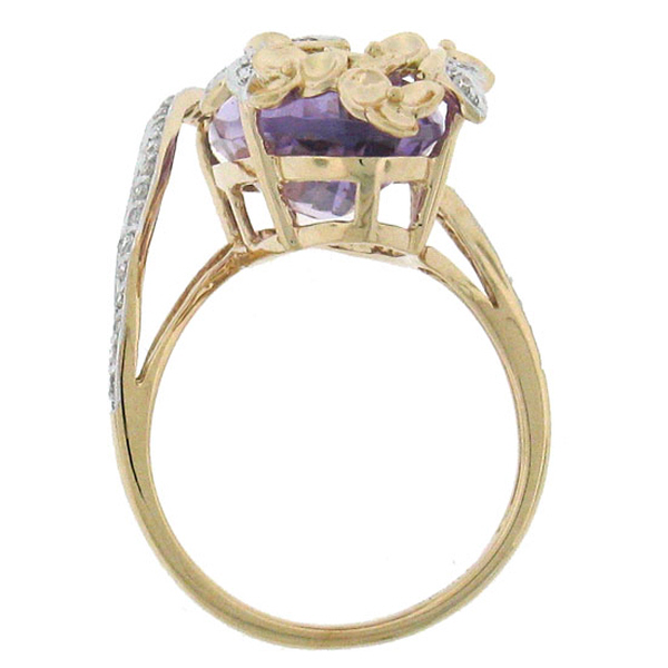 0.20ct Diamond & 9.97ct Amethyst 14k Two-tone R/g Ring