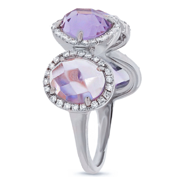 0.27ct Diamond & 3.47ct Amethyst 14k White Gold Ring