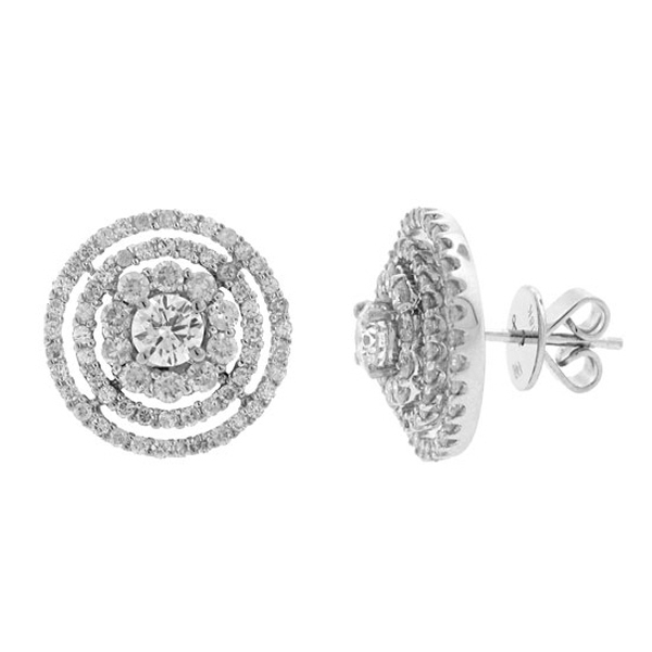 0.65ct Round Brilliant Center And 1.45ct Side 18k White Gold Diamond Earrings