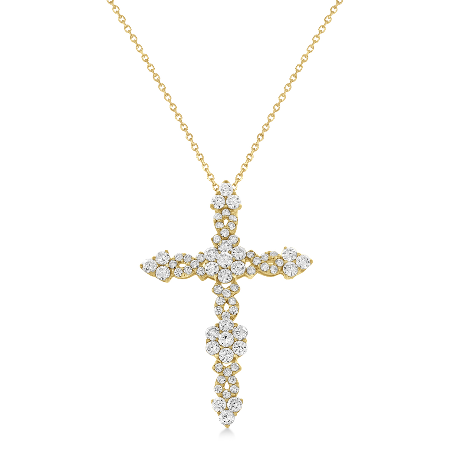 Diamond Cross Pendant Necklace 14k Yellow Gold (1.93ct)