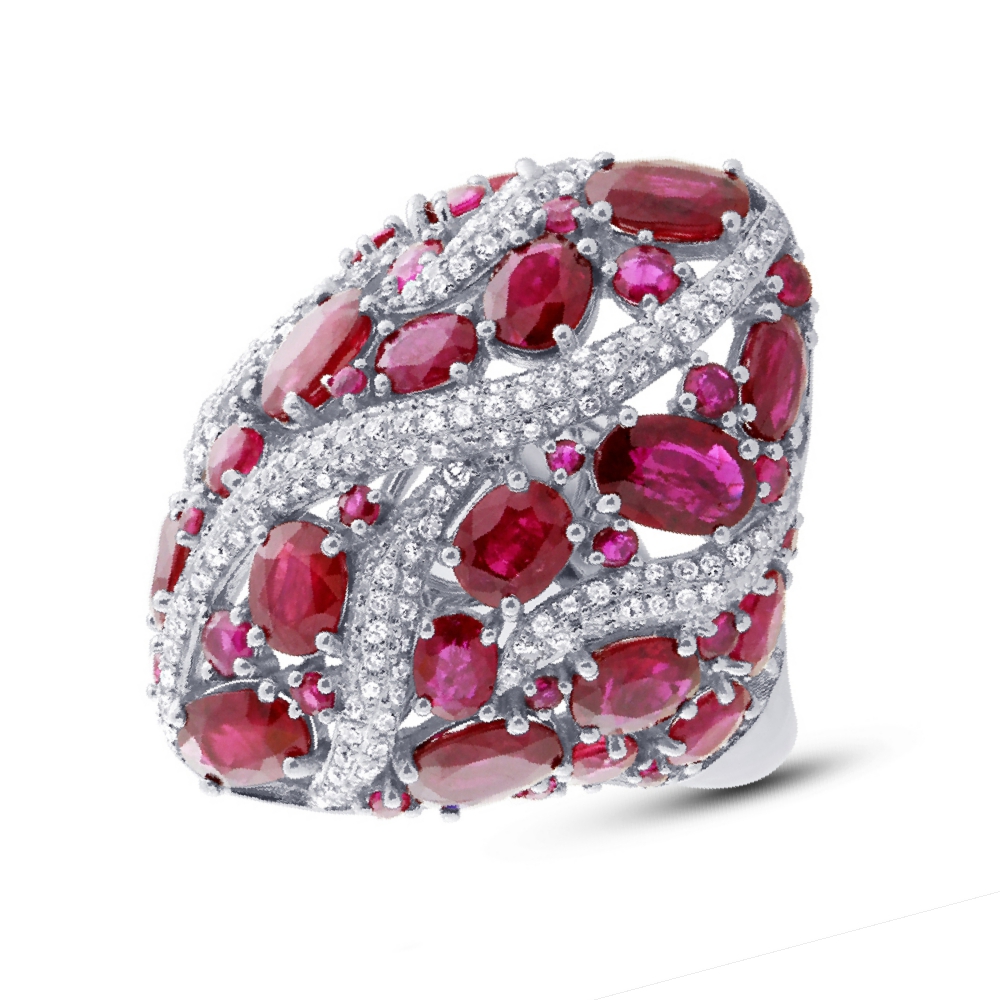 0.81ct Diamond & 8.17ct Ruby 14k White Gold Ring