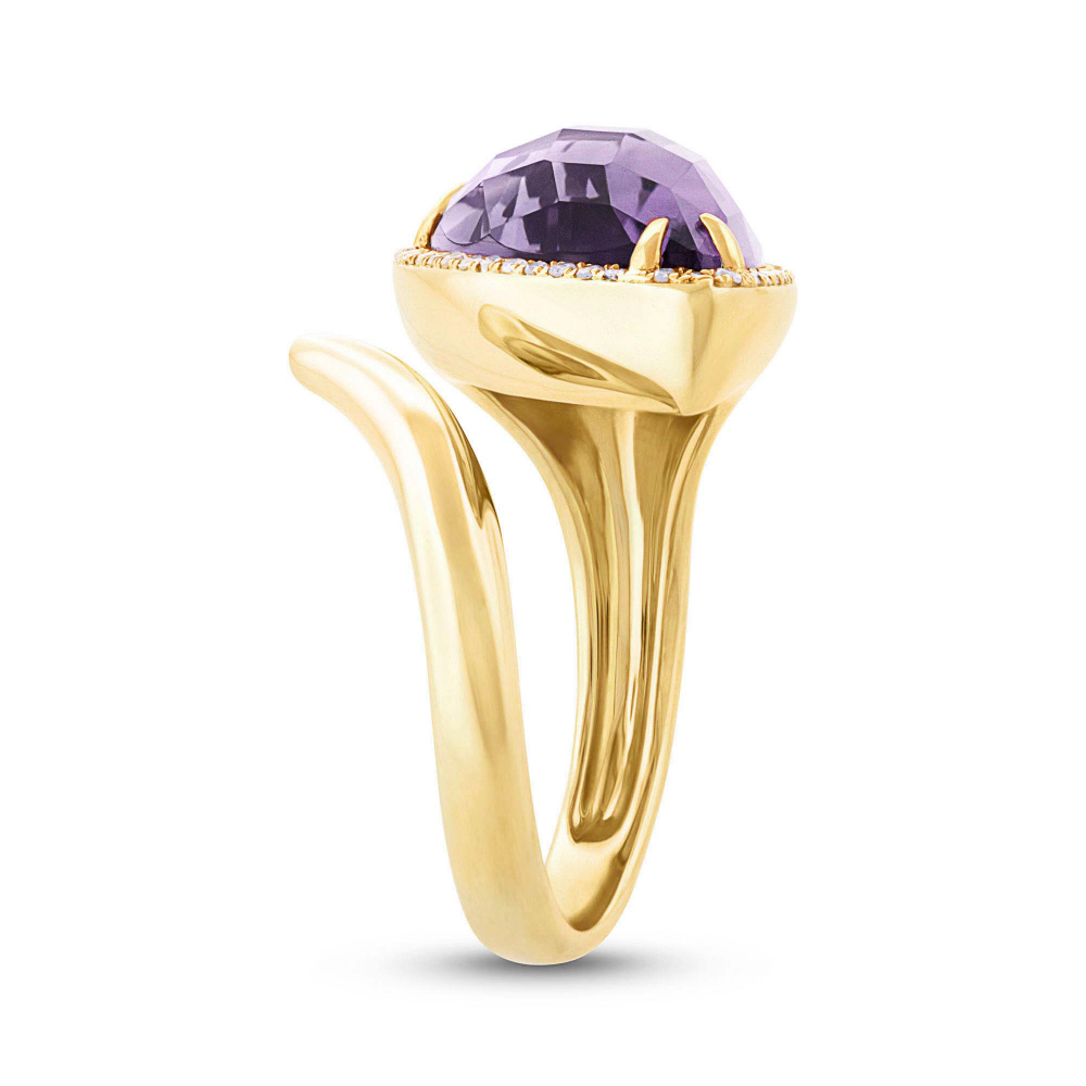 0.15ct Diamond & 7.00ct Amethyst 14k Yellow Gold Ring