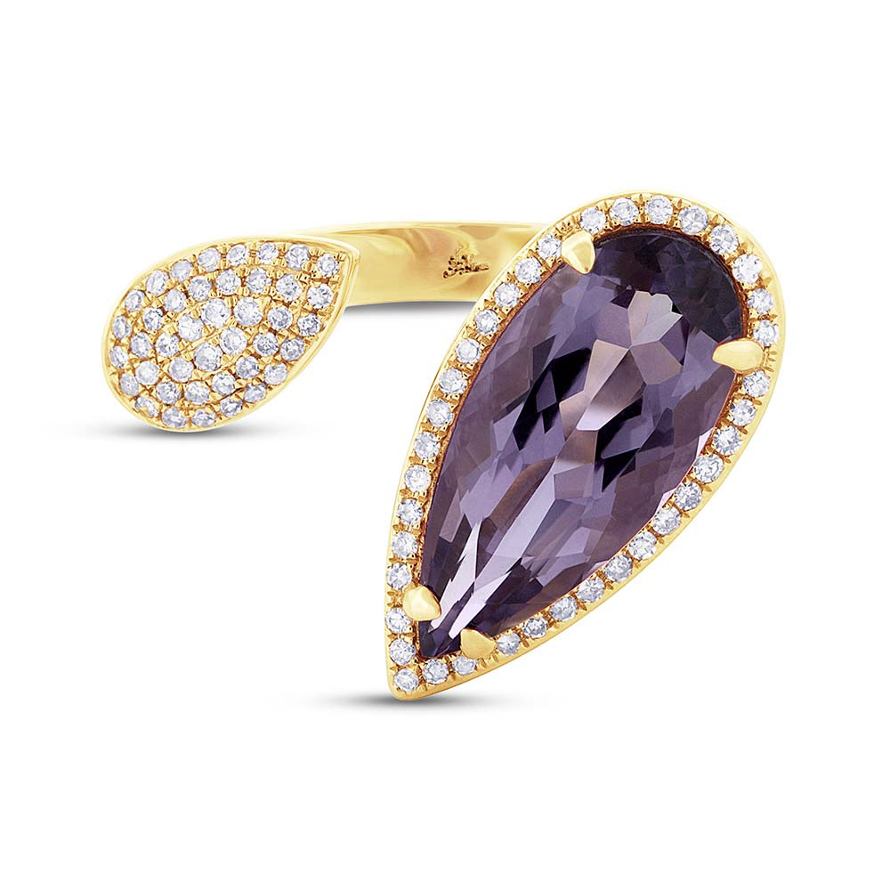 0.34ct Diamond & 4.68ct Amethyst 14k Yellow Gold Ring