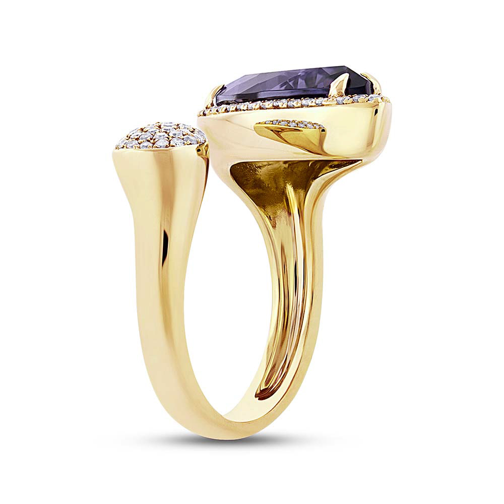 0.34ct Diamond & 4.68ct Amethyst 14k Yellow Gold Ring