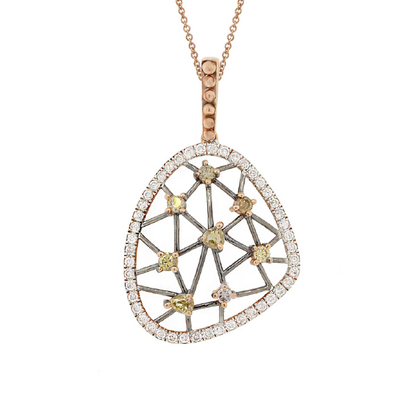 0.70ct 14k Rose Gold Fancy Color Diamond Pendant Necklace