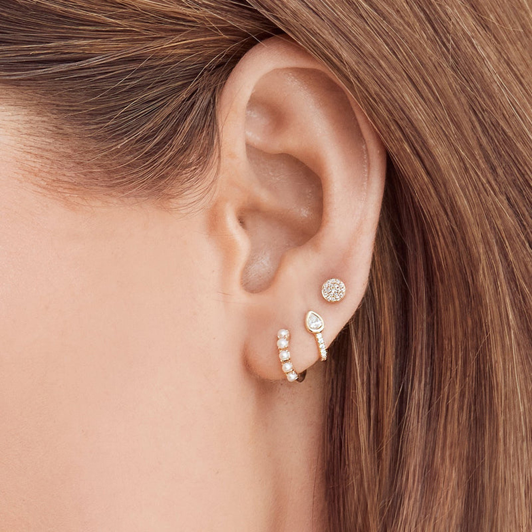 Diamond Pave Stud Earrings 14k Yellow Gold (0.07ct)