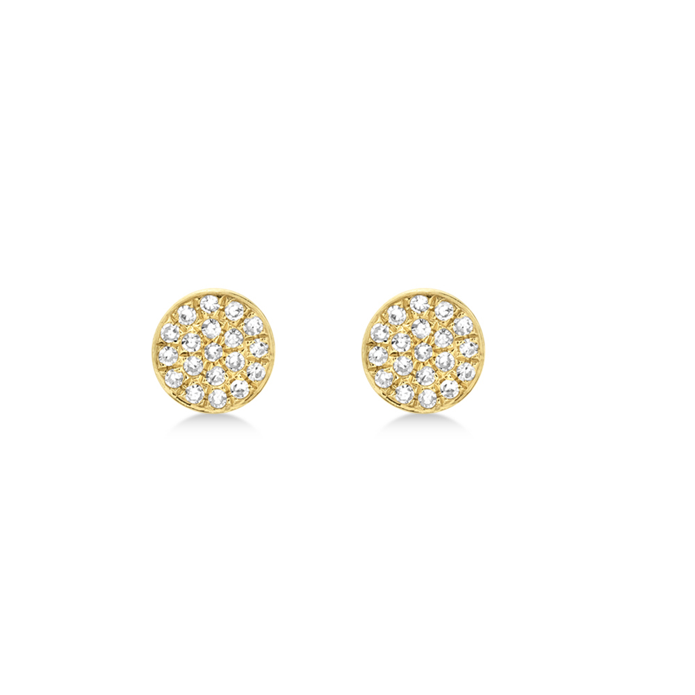 Diamond Pave Stud Earrings 14k Yellow Gold (0.07ct)