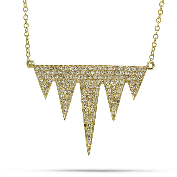 0.44ct 14k Yellow Gold Diamond Pave Necklace