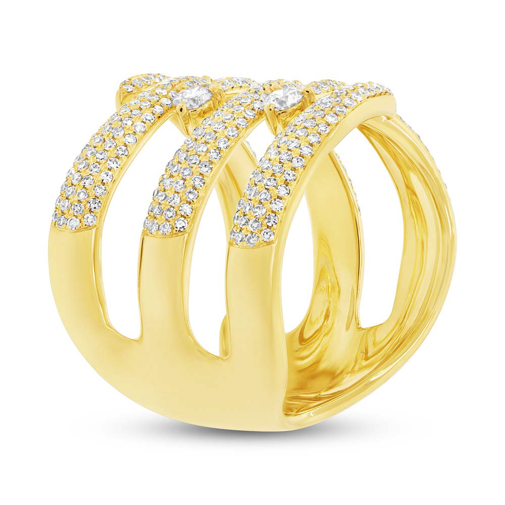 1.12ct 14k Yellow Gold Diamond Pave Lady's Ring