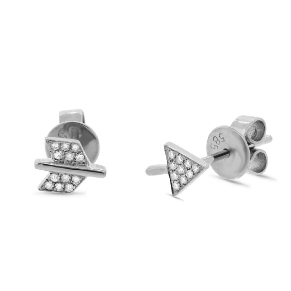 0.05ct 14k White Gold Diamond Arrow Earrings