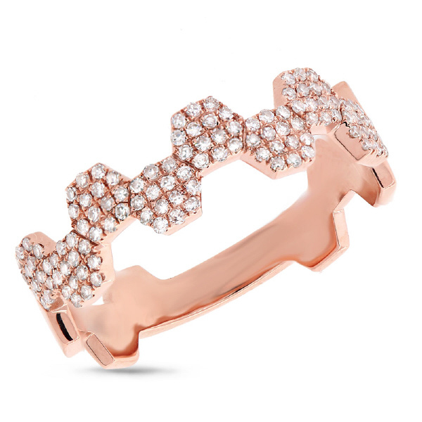 0.26ct 14k Rose Gold Diamond Pave Hexagon Ring