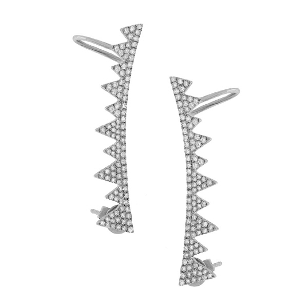 0.52ct 14k White Gold Diamond Ear Crawler Earrings