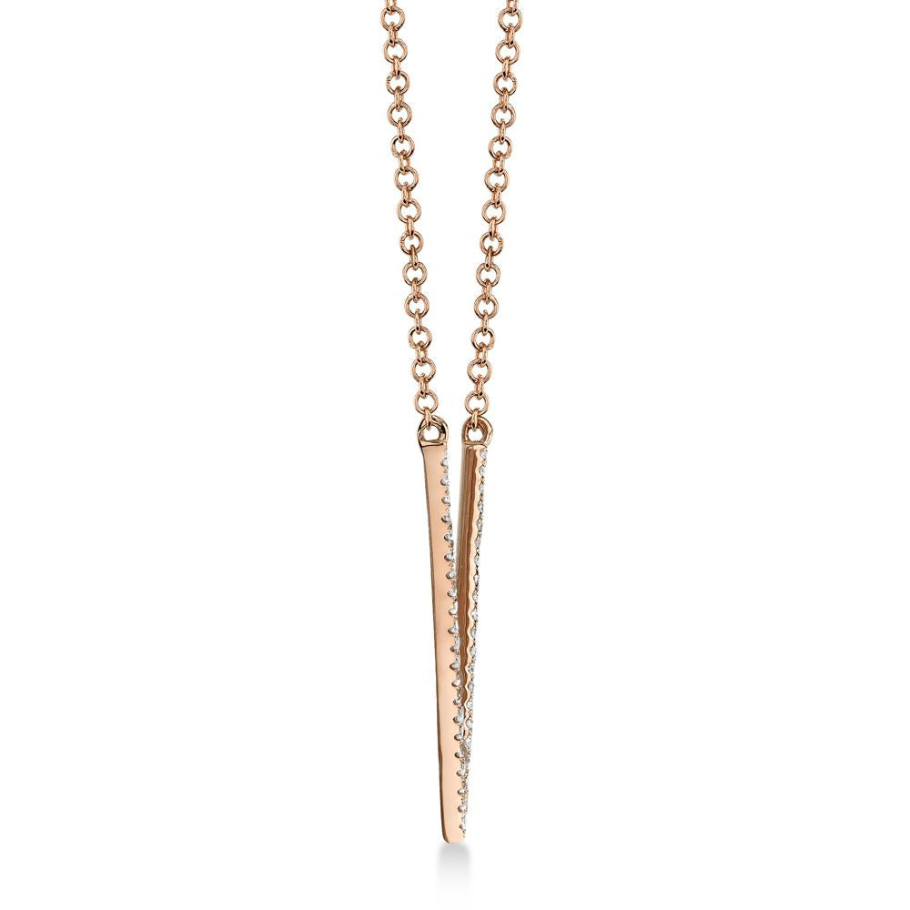 Diamond Pave V Pendant Necklace 14k Rose Gold (0.12ct)
