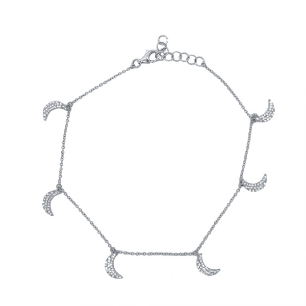0.35ct 14k White Gold Diamond Crescent Moon Anklet SC55001652