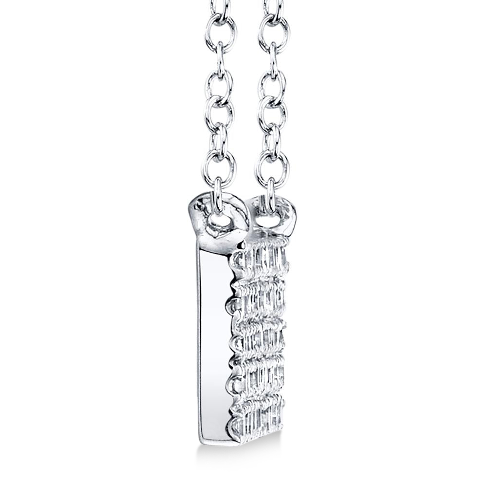 Diamond Pave Horizontal Bar Necklace 14k White Gold (0.25ct)