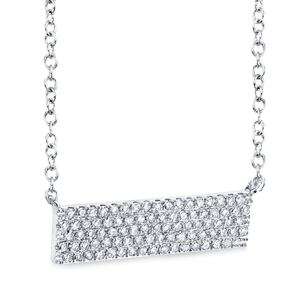 Diamond Pave Horizontal Bar Necklace 14k White Gold (0.25ct)