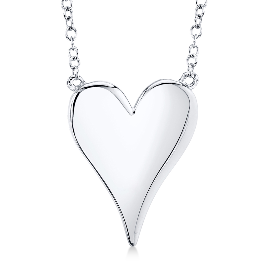 Diamond Pave Heart Pendant Necklace 14k White Gold (0.21ct)