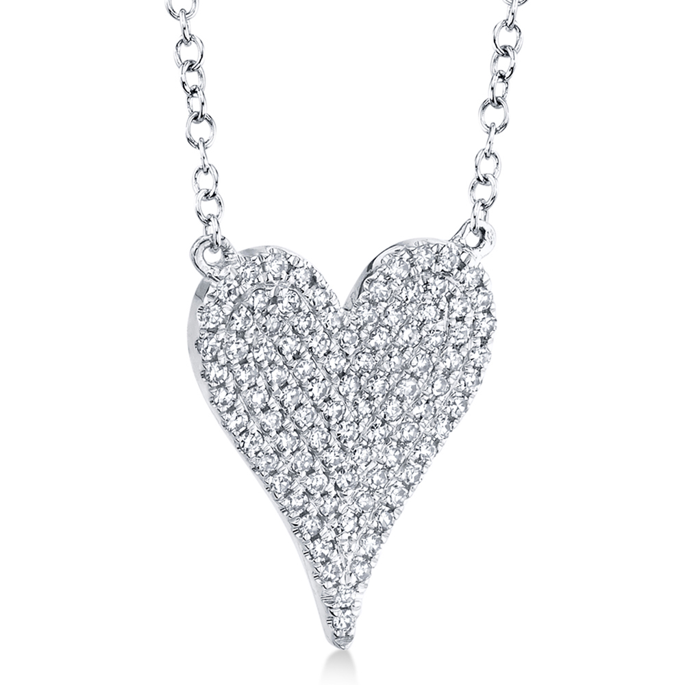 Diamond Pave Heart Pendant Necklace 14k White Gold (0.21ct)