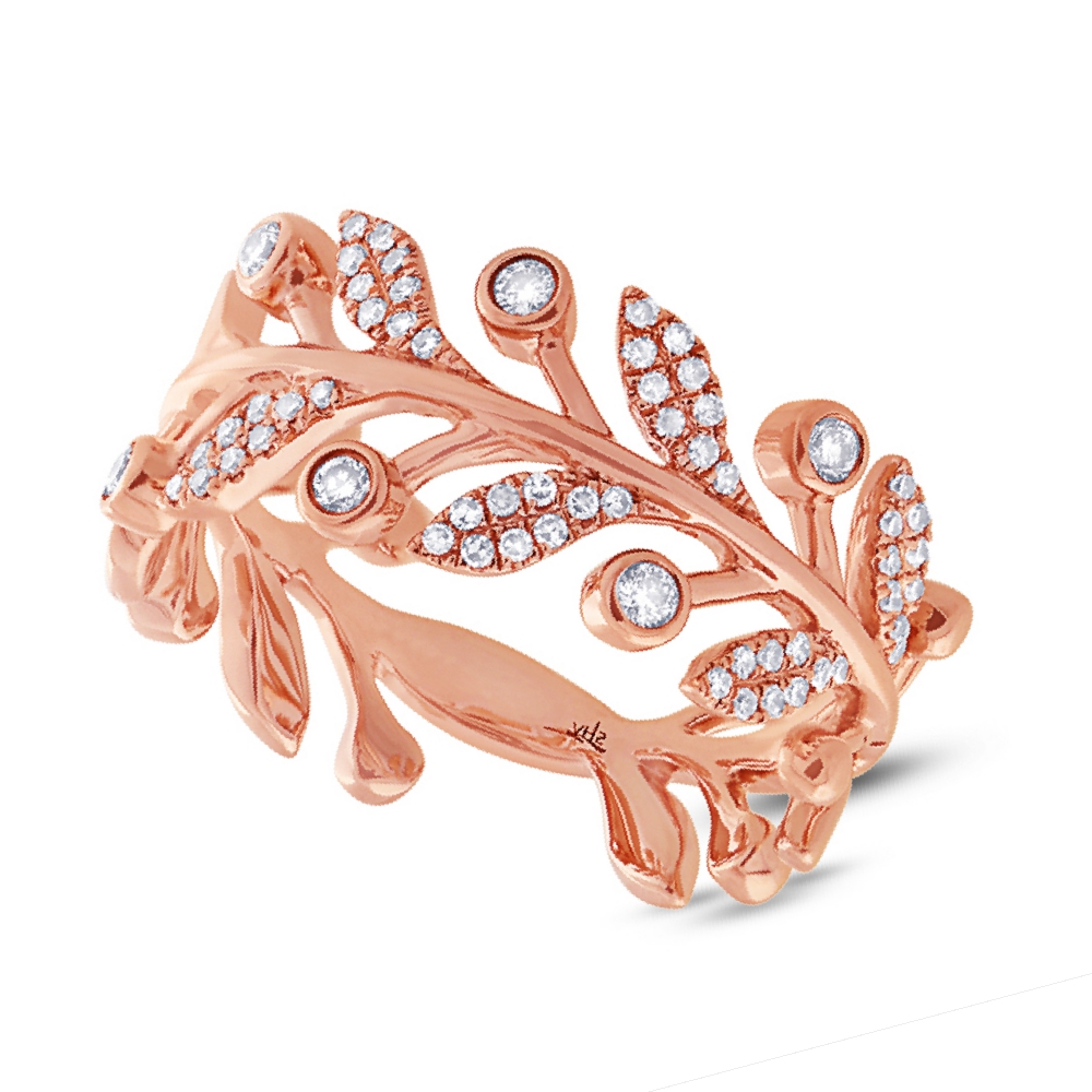 0.24ct 14k Rose Gold Diamond Leaf Ring