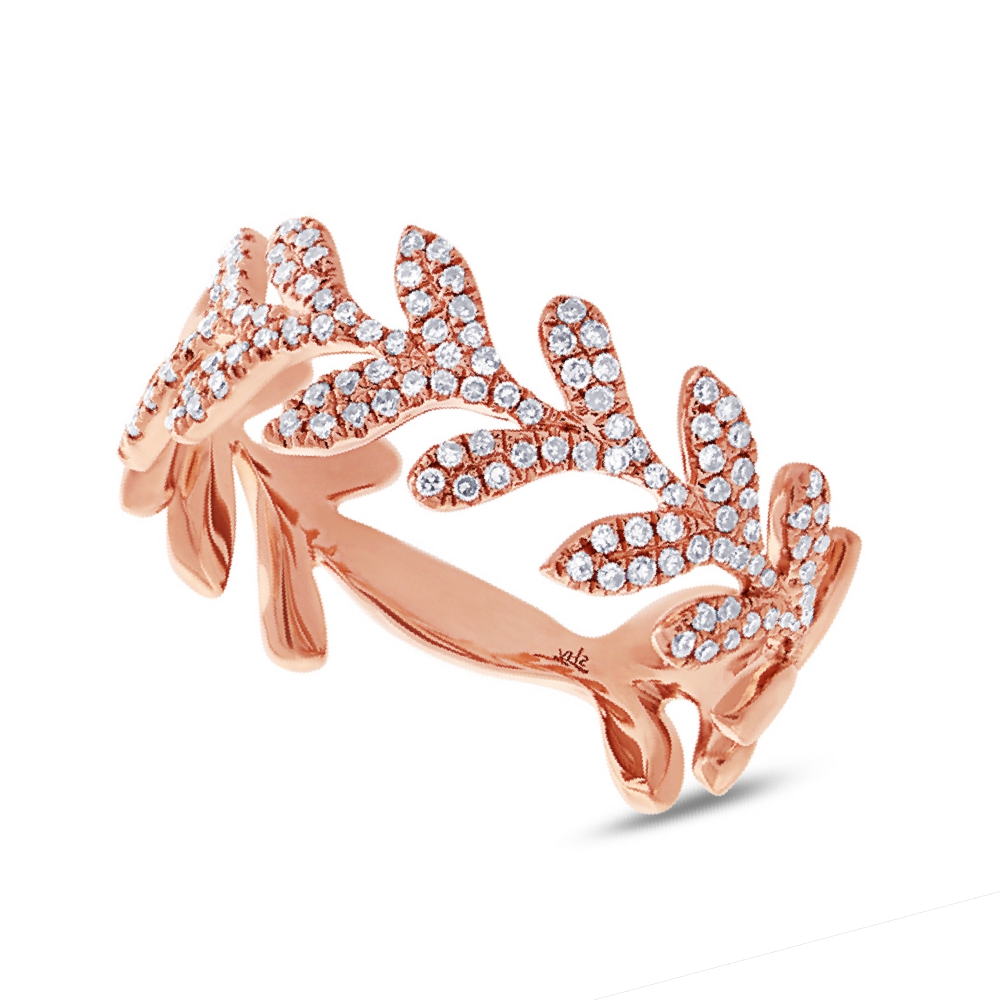 0.30ct 14k Rose Gold Diamond Leaf Ring