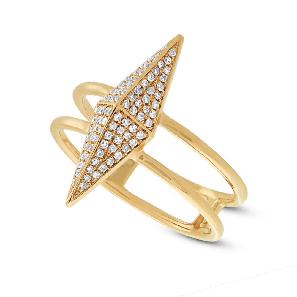 0.22ct 14k Yellow Gold Diamond Pave Pyramid Ring