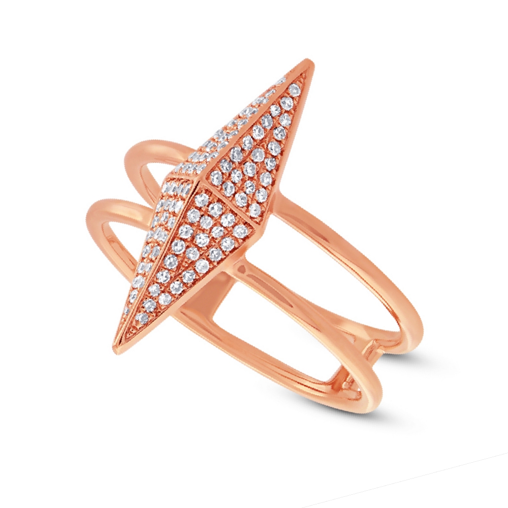 0.22ct 14k Rose Gold Diamond Pave Pyramid Ring