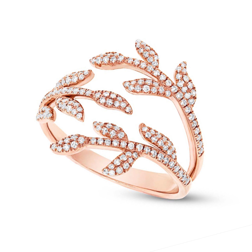 0.44ct 14k Rose Gold Diamond Leaf Ring