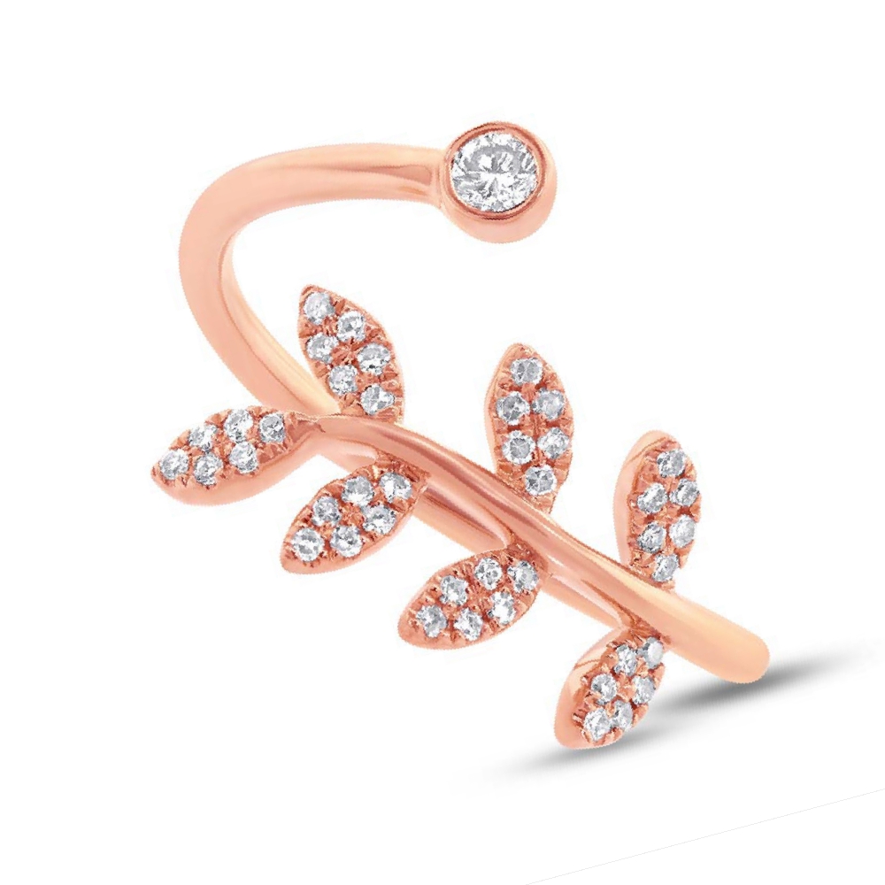 0.20ct 14k Rose Gold Diamond Leaf Lady's Ring