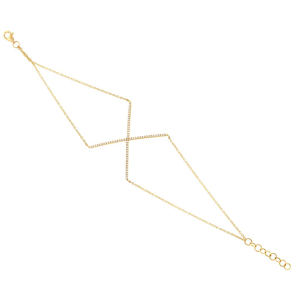 0.23ct 14k Yellow Gold Diamond Lady's X Bracelet