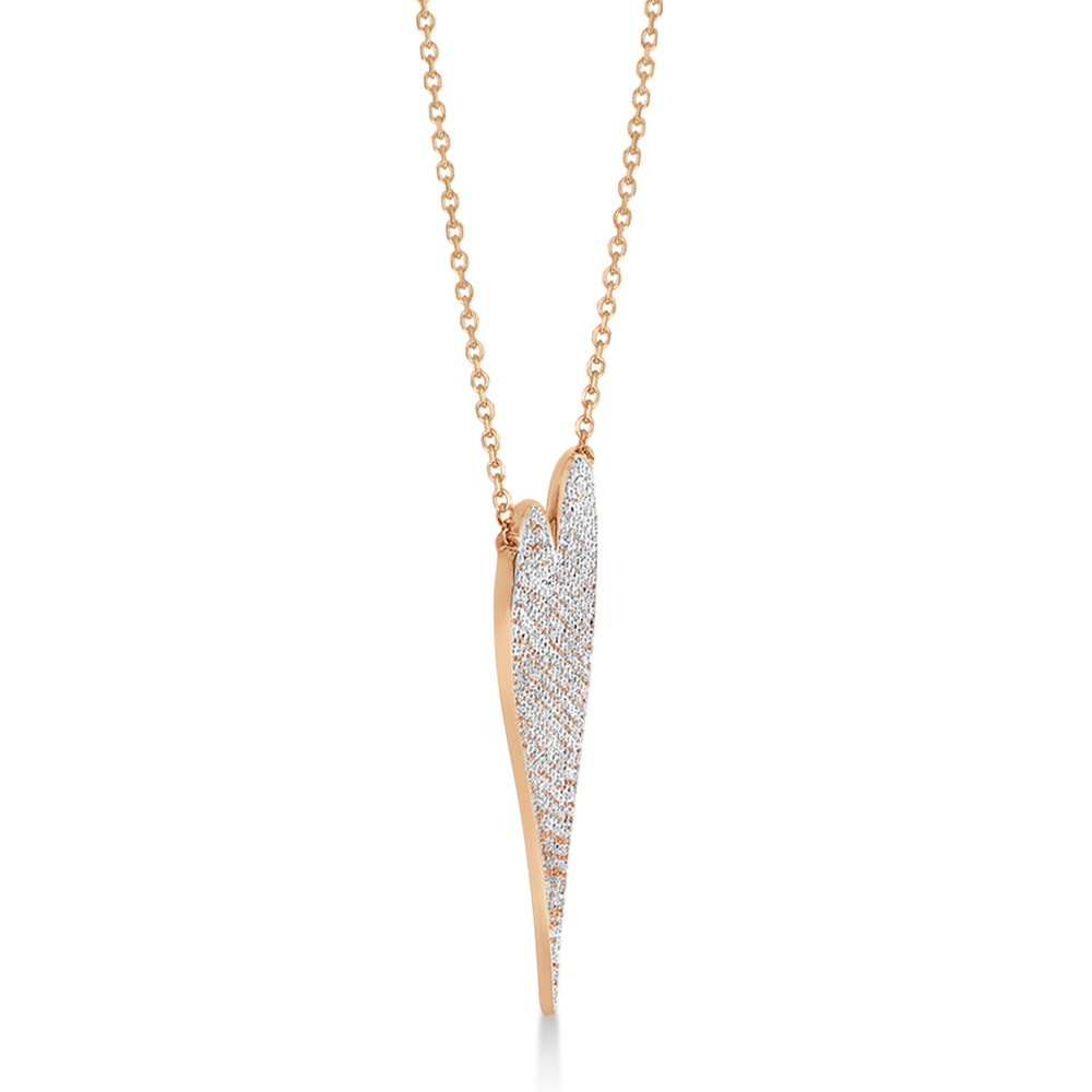 Diamond Pave Heart Pendant Necklace 14k Rose Gold (0.83ct)
