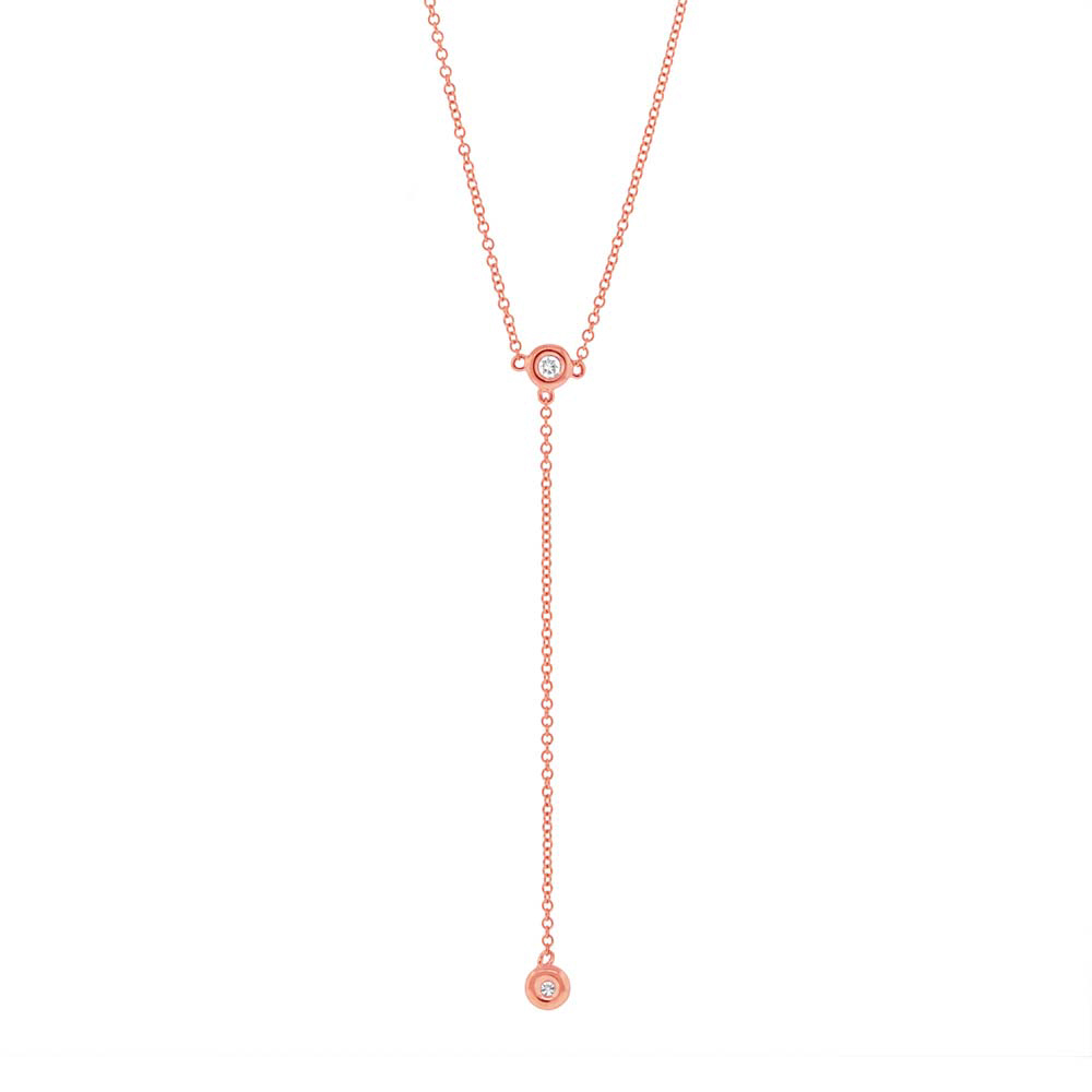 0.07ct 14k Rose Gold Diamond Lariat Necklace