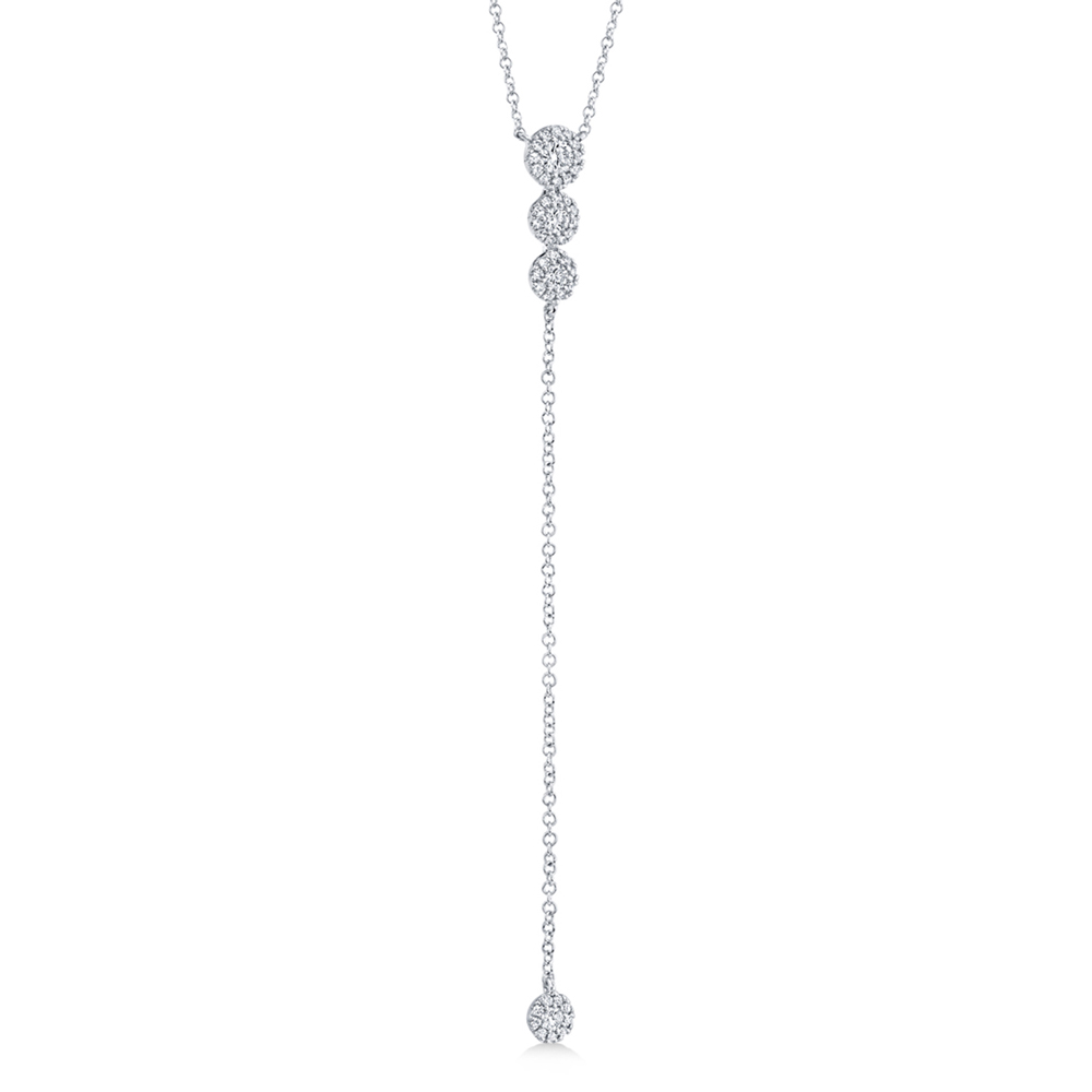Graduated Diamond Halo Style Lariat Necklace 14k White Gold (0.29ct)