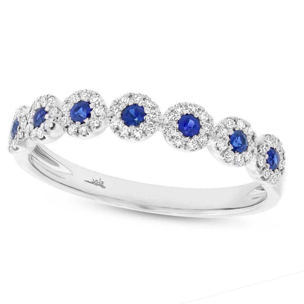 0.16ct Diamond & 0.20ct Blue Sapphire 14k White Gold Lady's Ring
