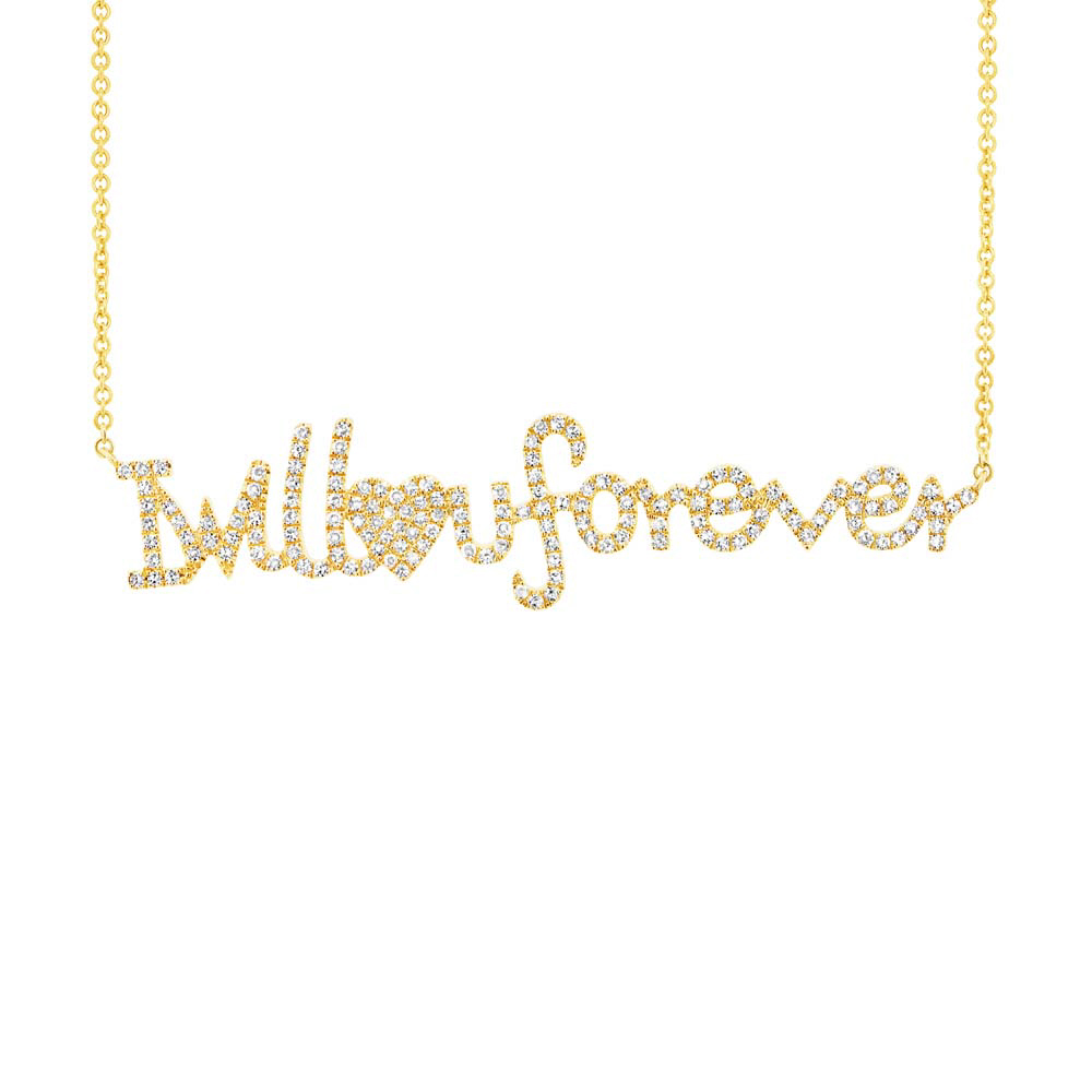 0.46ct 14k Yellow Gold ''I will love u forever'' Diamond Necklace