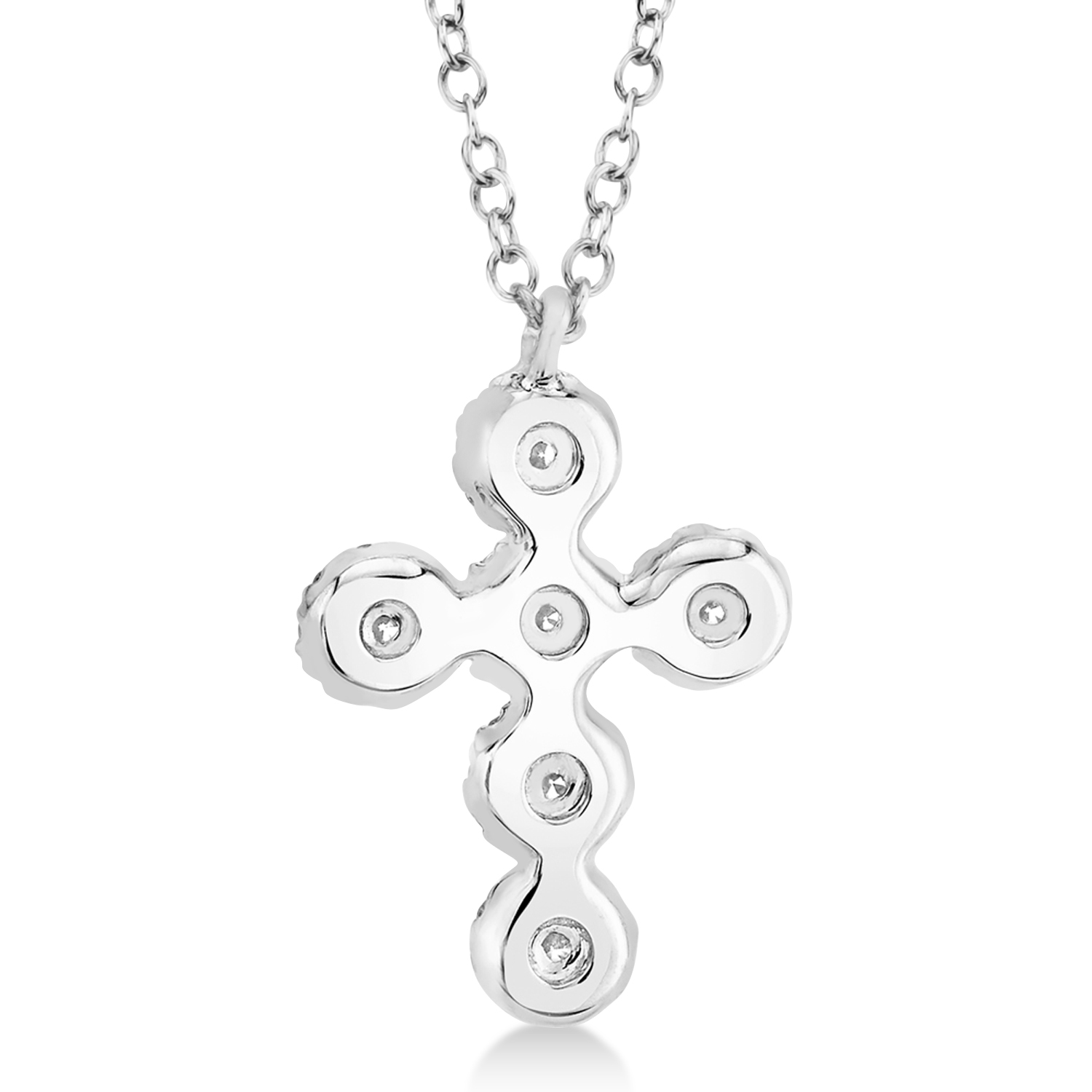 Diamond Halo Style Cross Pendant Necklace 14k White Gold (0.25ct)