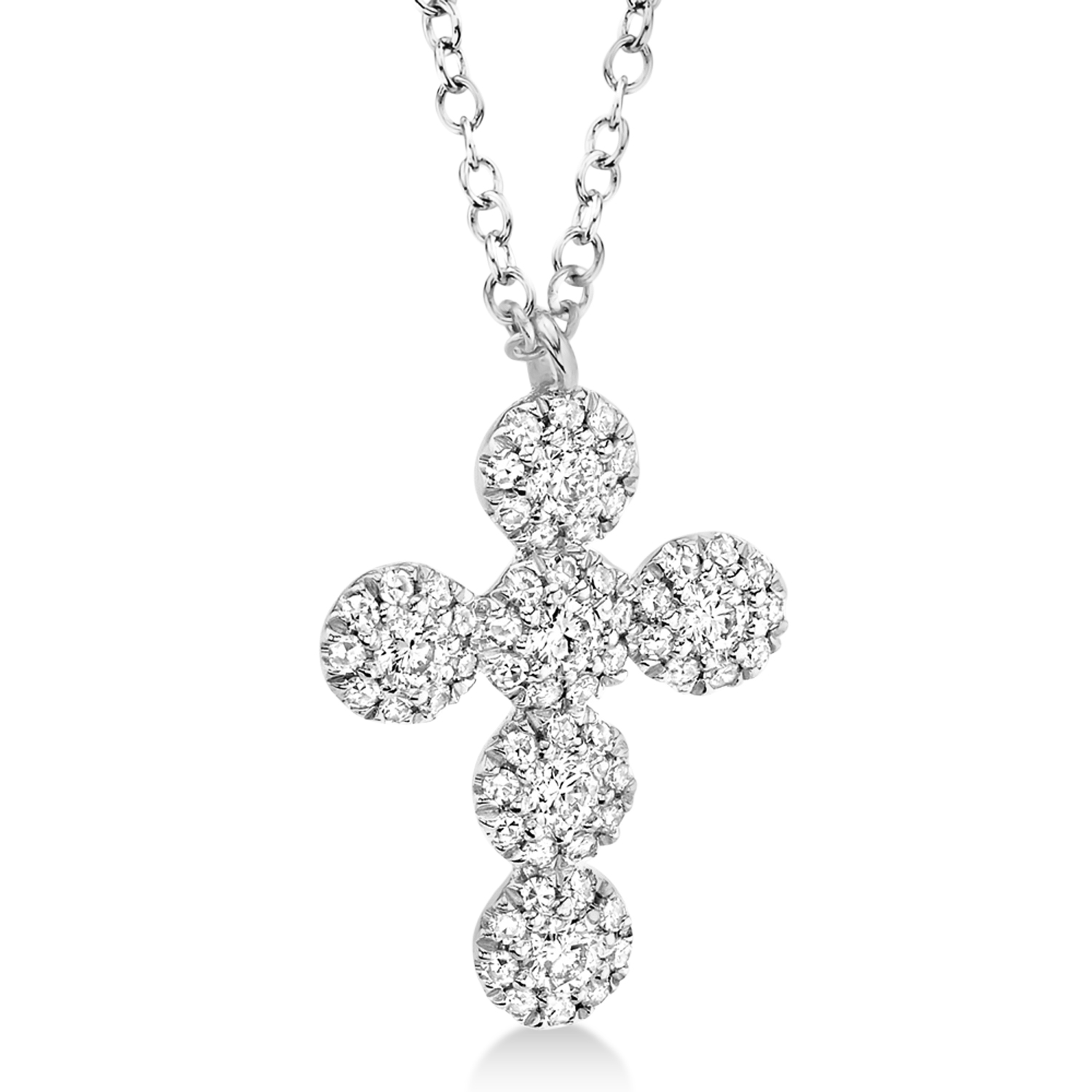 Diamond Halo Style Cross Pendant Necklace 14k White Gold (0.25ct)