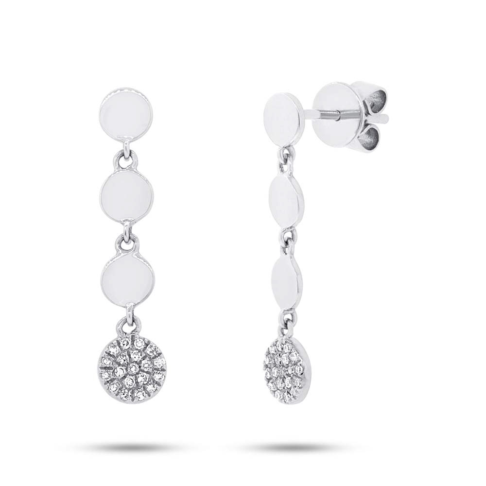 0.11ct 14k White Gold Diamond Pave Circle Earrings