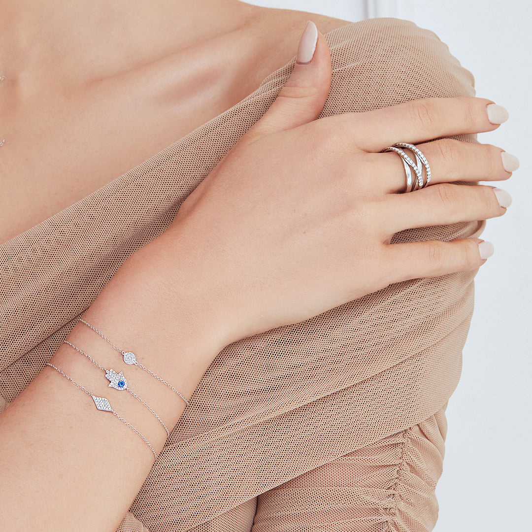 Diamond Pave Diamond Shape Link Bracelet 14k Yellow Gold (0.06ct)