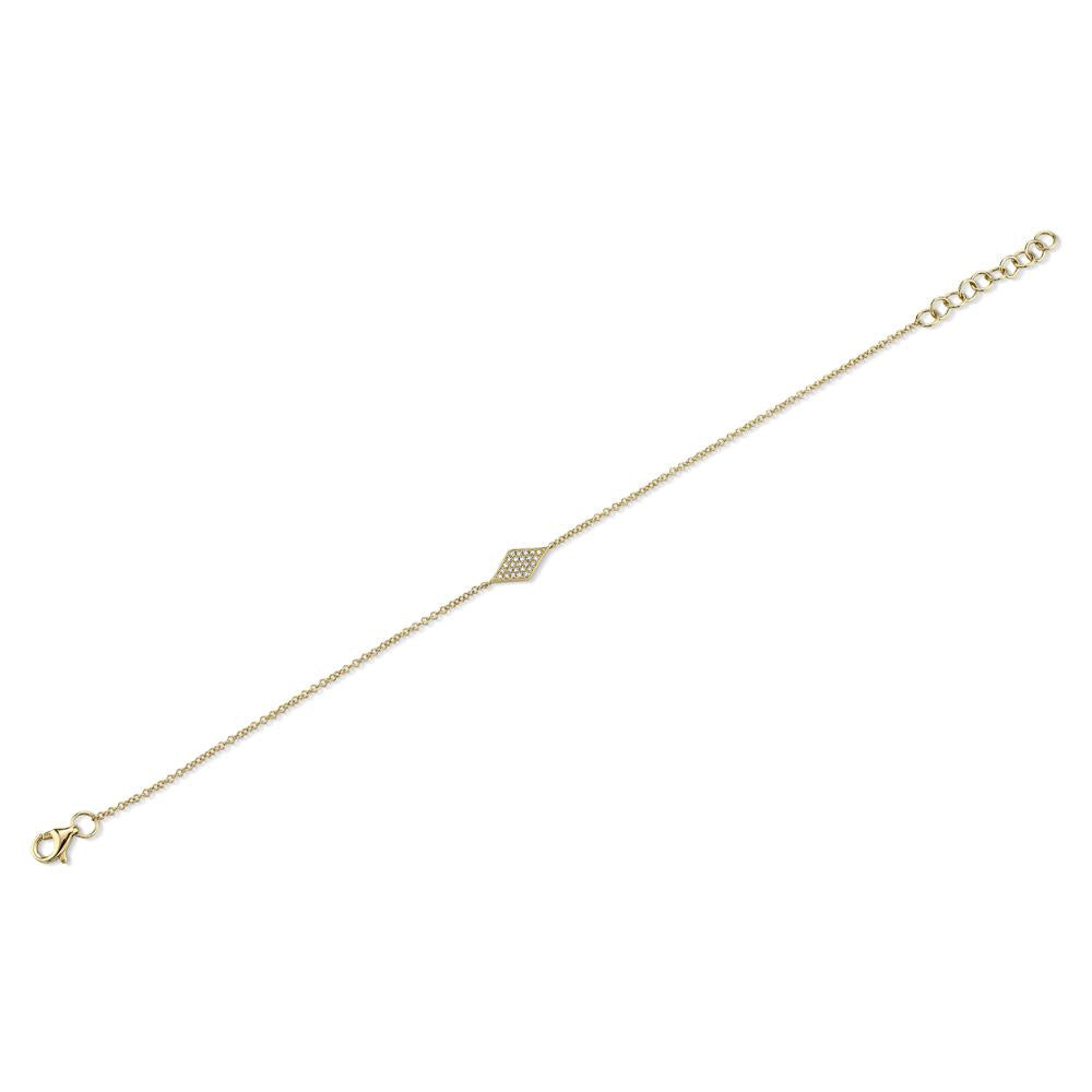 Diamond Pave Diamond Shape Link Bracelet 14k Yellow Gold (0.06ct)