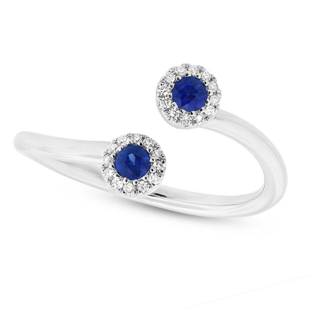 0.07ct Diamond & 0.20ct Blue Sapphire 14k White Gold Lady's Ring