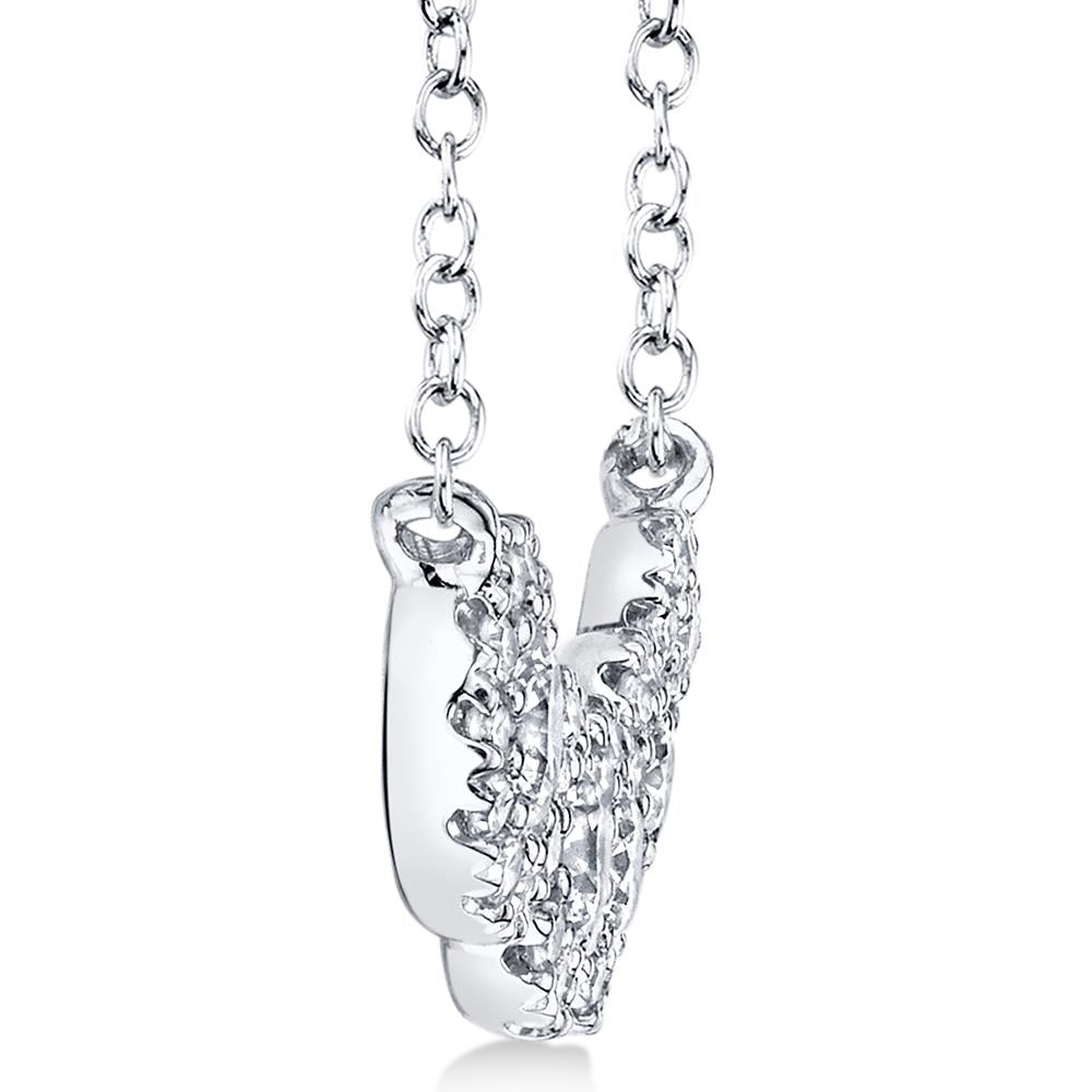 Diamond Halo Style Five Stone Pendant Necklace 14k White Gold (0.53ct)