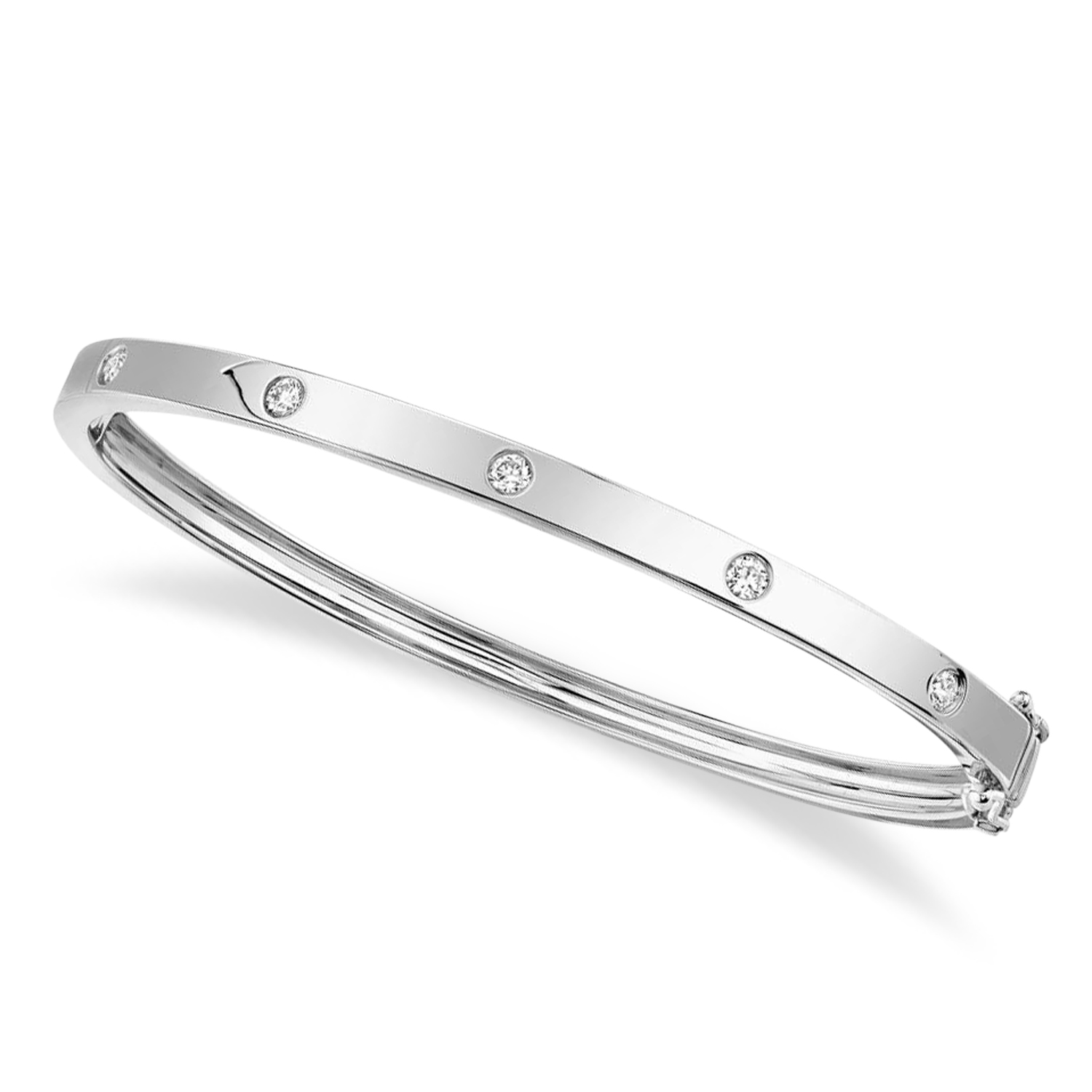 Diamond Five Stone Bangle Bracelet 14K White Gold (0.38ct)