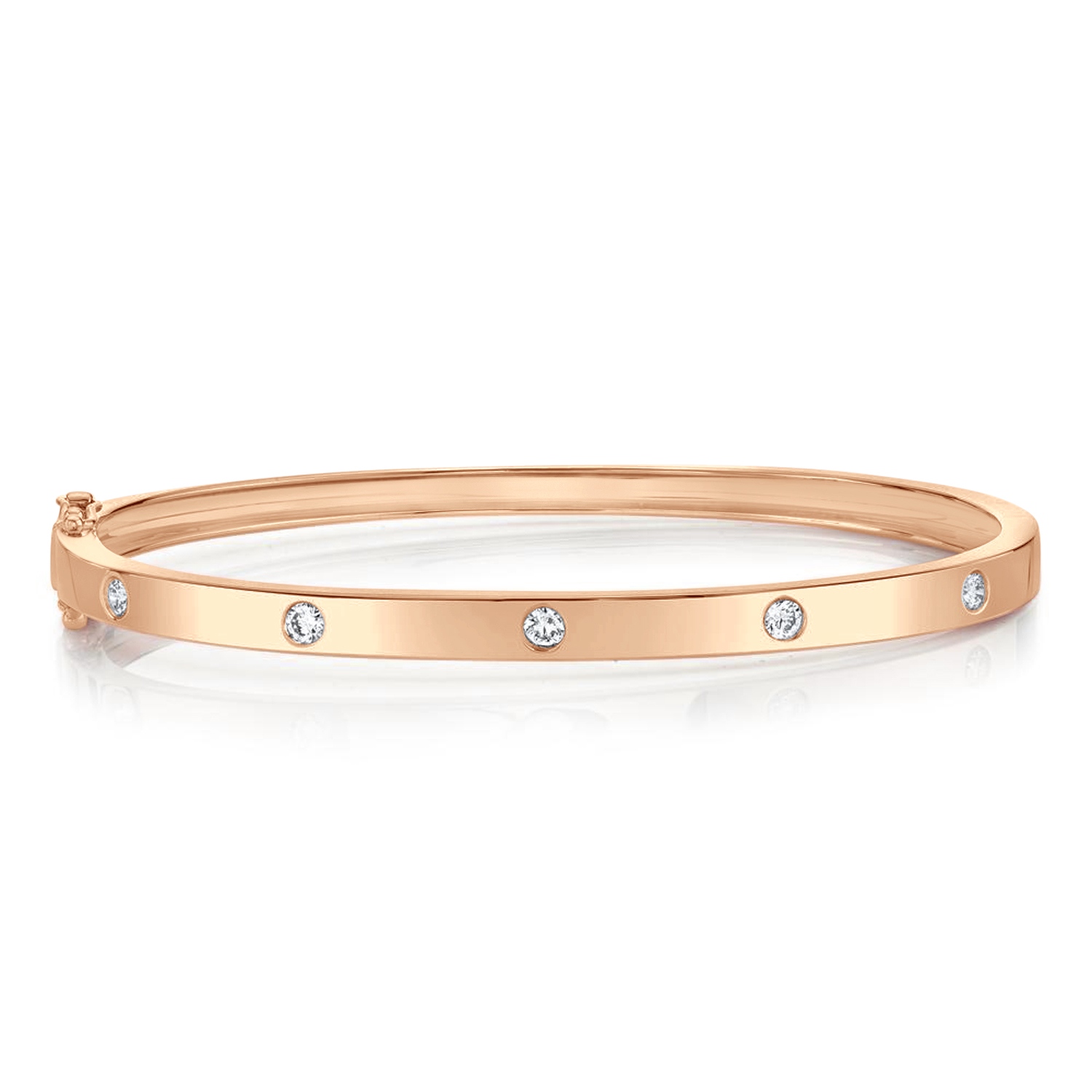 Diamond Five Stone Bangle Bracelet 14K Rose Gold (0.38ct)