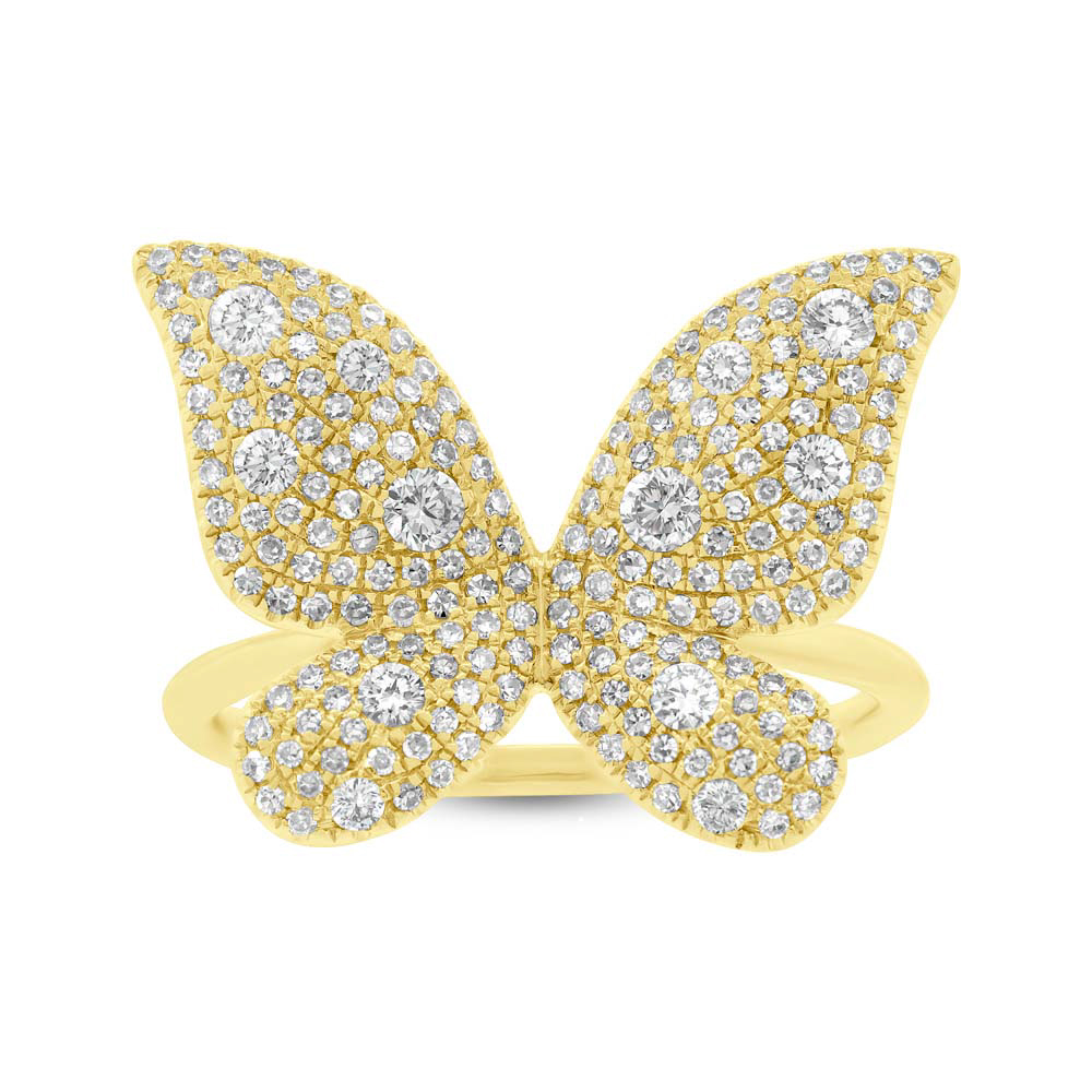 0.72ct 14k Yellow Gold Diamond Butterfly Lady's Ring